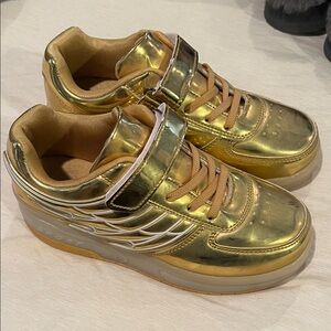 Gold Kids Shoes with Velcro Strap